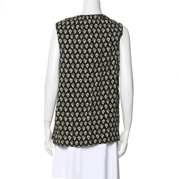 Proenza Schouler Black Leaf Print
Front Keyhole Sleeveless Blouse Size 10 - Picture 7 of 7